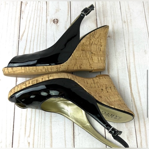 Franco Sarto patent leather wedge heel sandals - size 8.5 - Picture 6 of 16